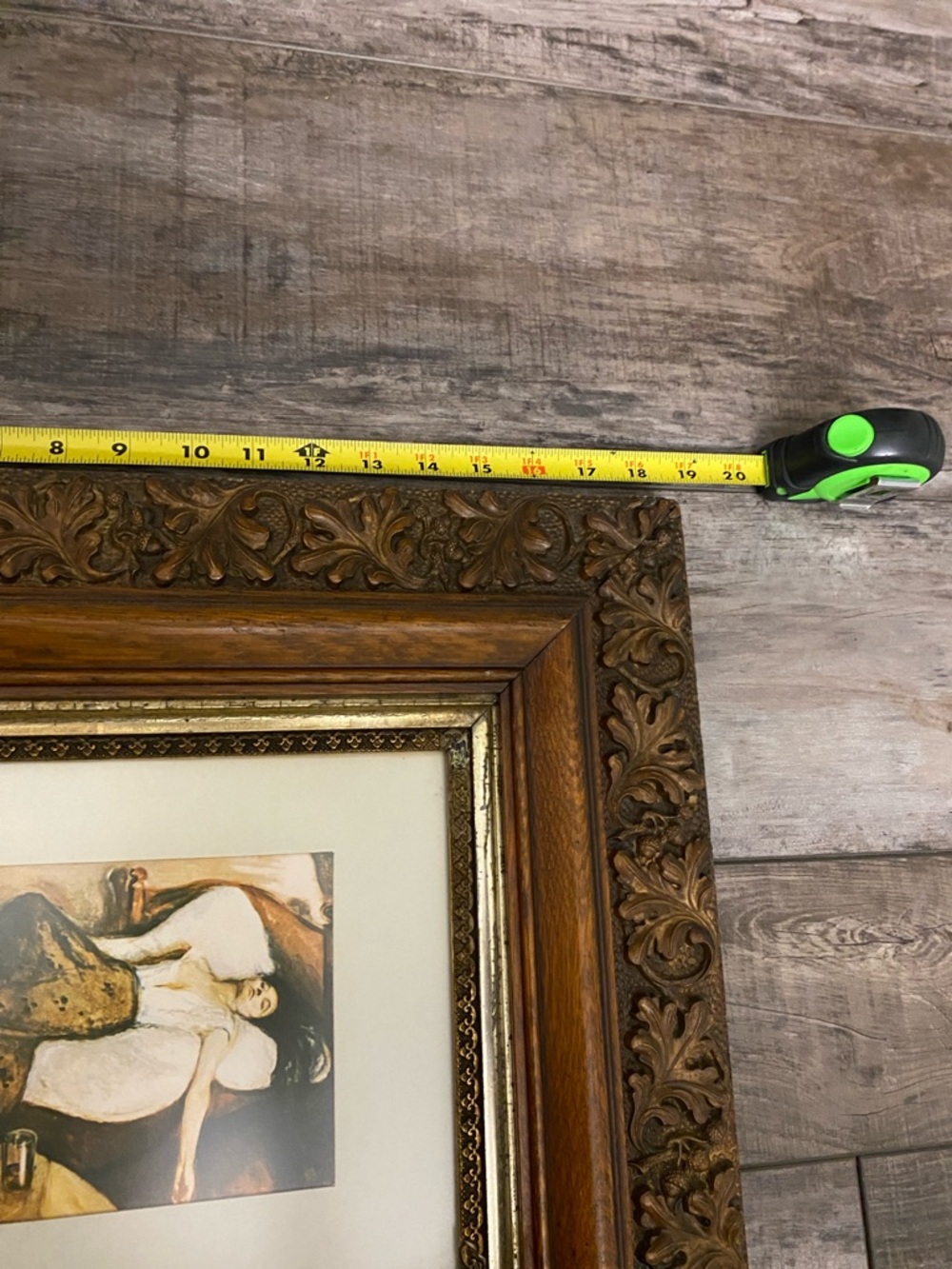 Ornate Carved Wood Picture Frame with Mat and Art Print - Brown - Picture 5 of 8